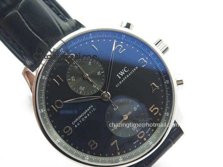 MIROTIME 0517 Reliable Portuguese IW371447 ZF 1:1 Best Edition SS Black Dial On Black Leather Strap A79350 V 7274